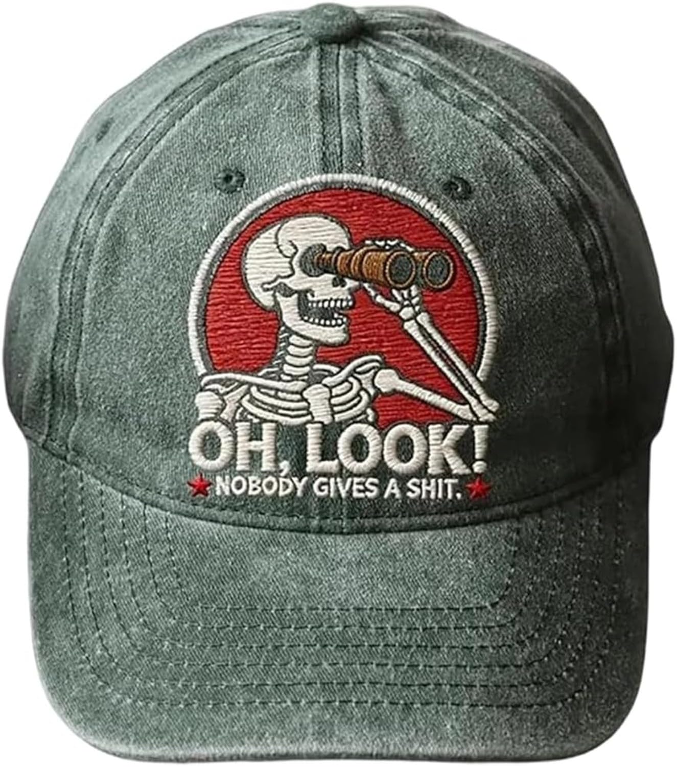 XIUNYIE Oh Look Nobody Gives A Sh T Skeleton Scout Cap Vintage Printed Sarcasm Style Adjustable Unisex Baseball Hat, #C