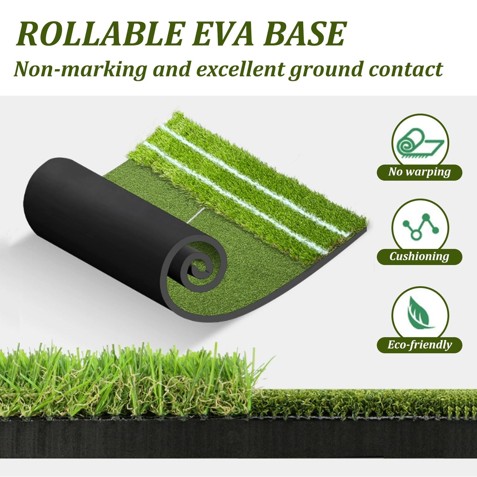 Golfmatte, Große Golf Abschlagmatte 1.2 x 1.5m, Golf Übungsmatte mit 9 Abschlaglöchern, Schlagmatte for Indoor/Outdoor, Abschlag, Chippen, Übung – Ideales Golfgeschenk(with Bag,15mm)