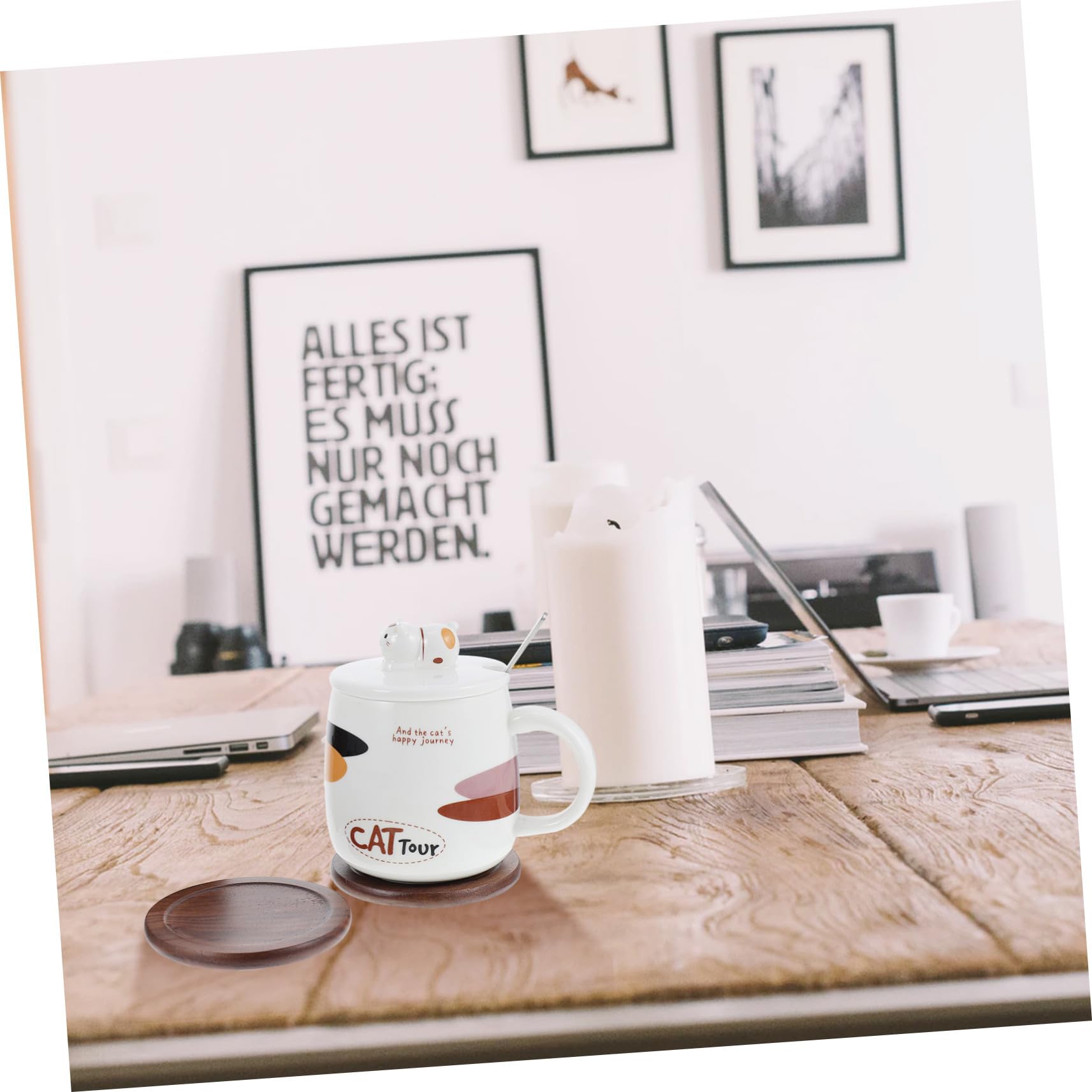 IMIKEYA Set di 6 Sottobicchieri in Legno Robusti Color Caffè, Protezione Elegante per Superfici da Gocce e Macchie, per Uso Domestico e Bevande