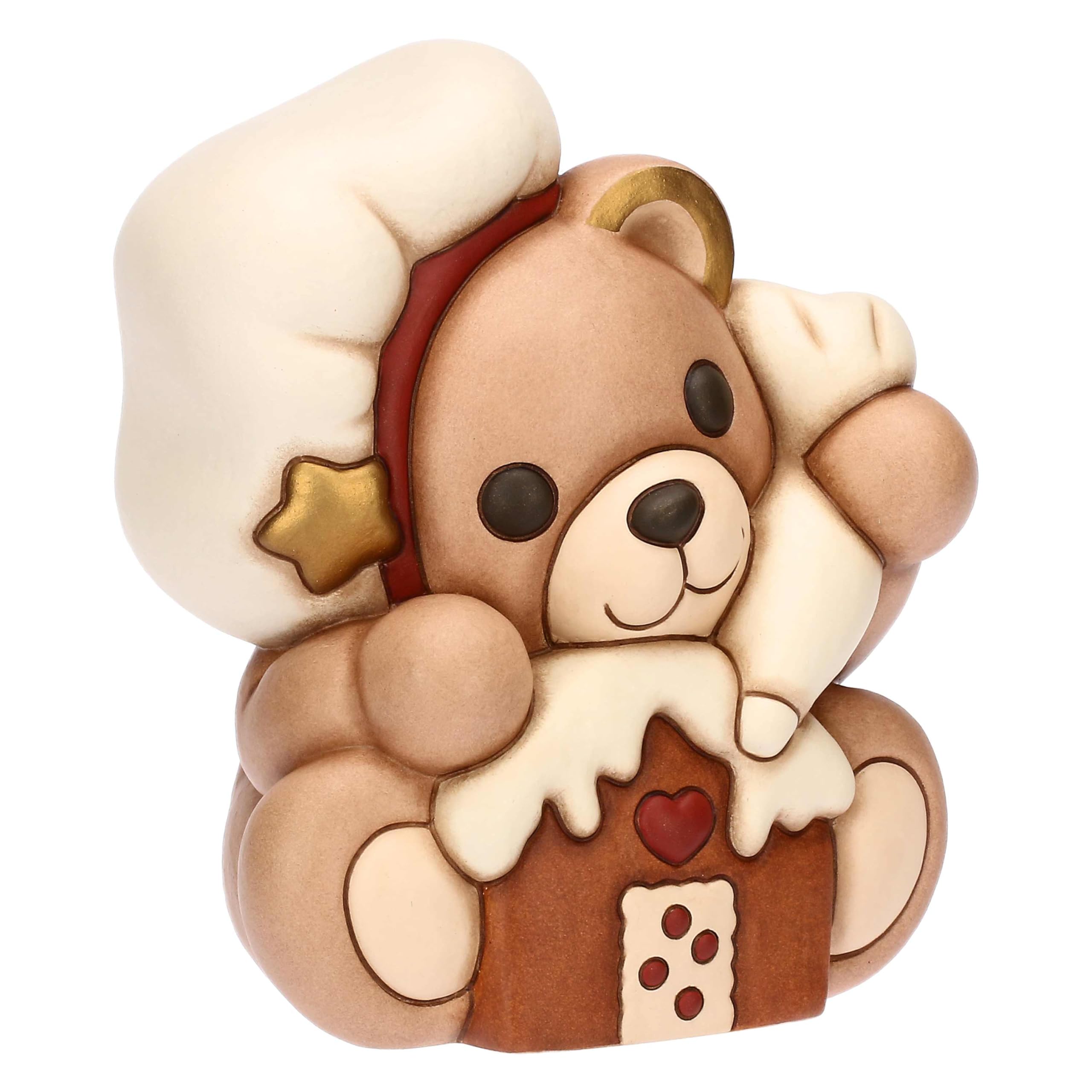 THUN - Teddy chef in ceramica, grande - Thunland - 13,3x11,6x15,9 cm