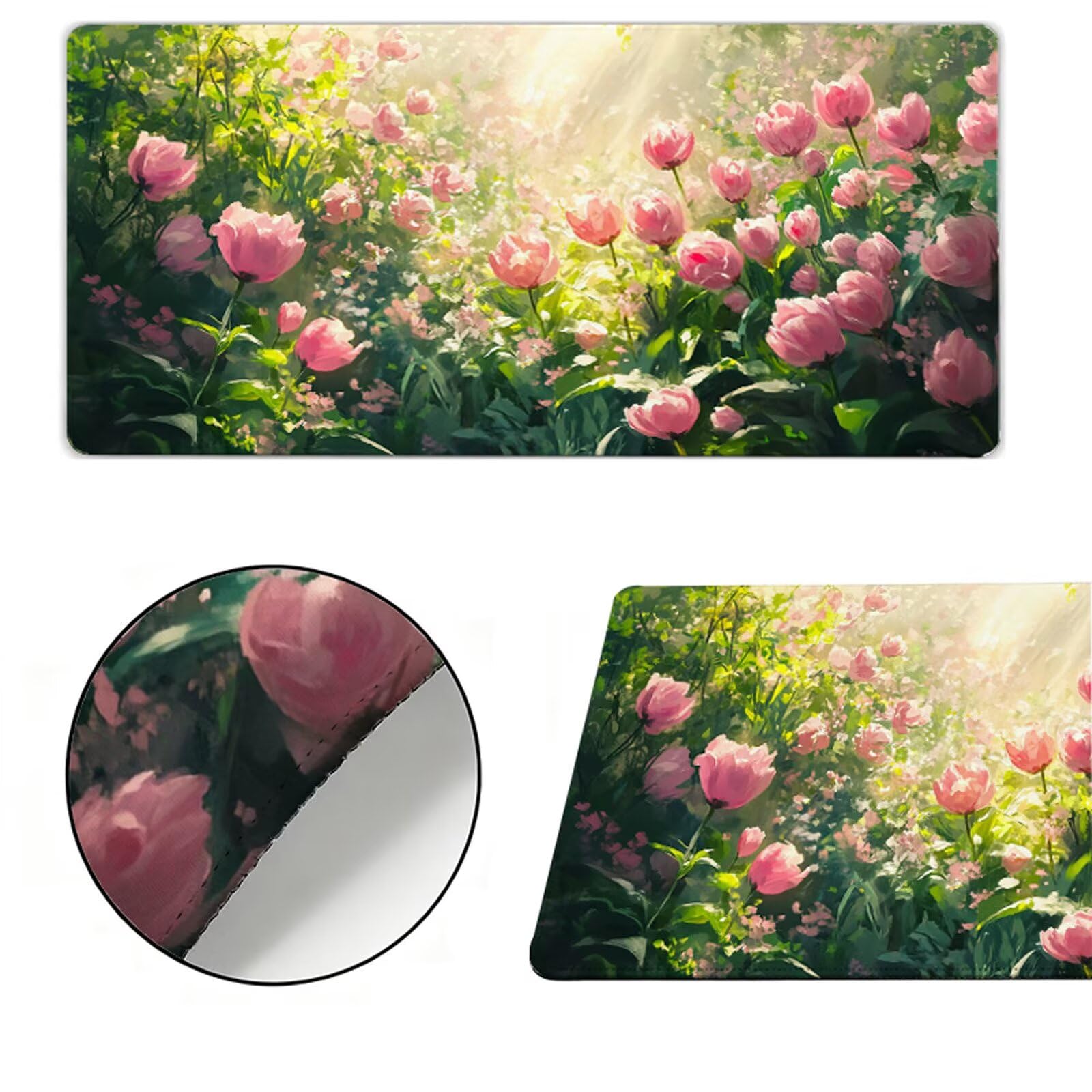 Podkładka pod mysz XXL 1000x500x3mm podkładka pod mysz kwiatowa zielona poprawia precyzję i szybkość, antypoślizgowe wodoodporne, szyte krawędzie, akcesoria do gier, komputer, prezent dla mężczyzn Y7