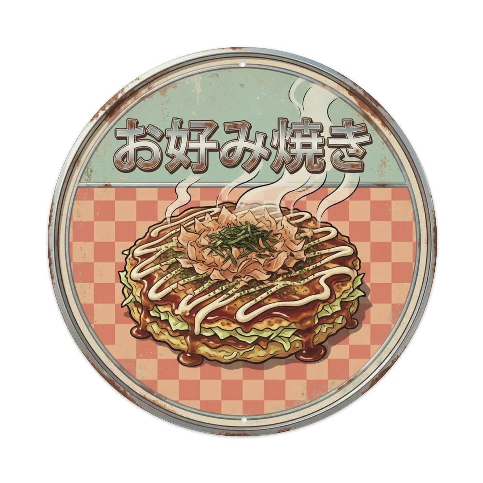 Cxhjca 8X8inch(20X20cm) Okonomiyaki Japanese Street Food Retro Diner Osaka Metal Tin Sign