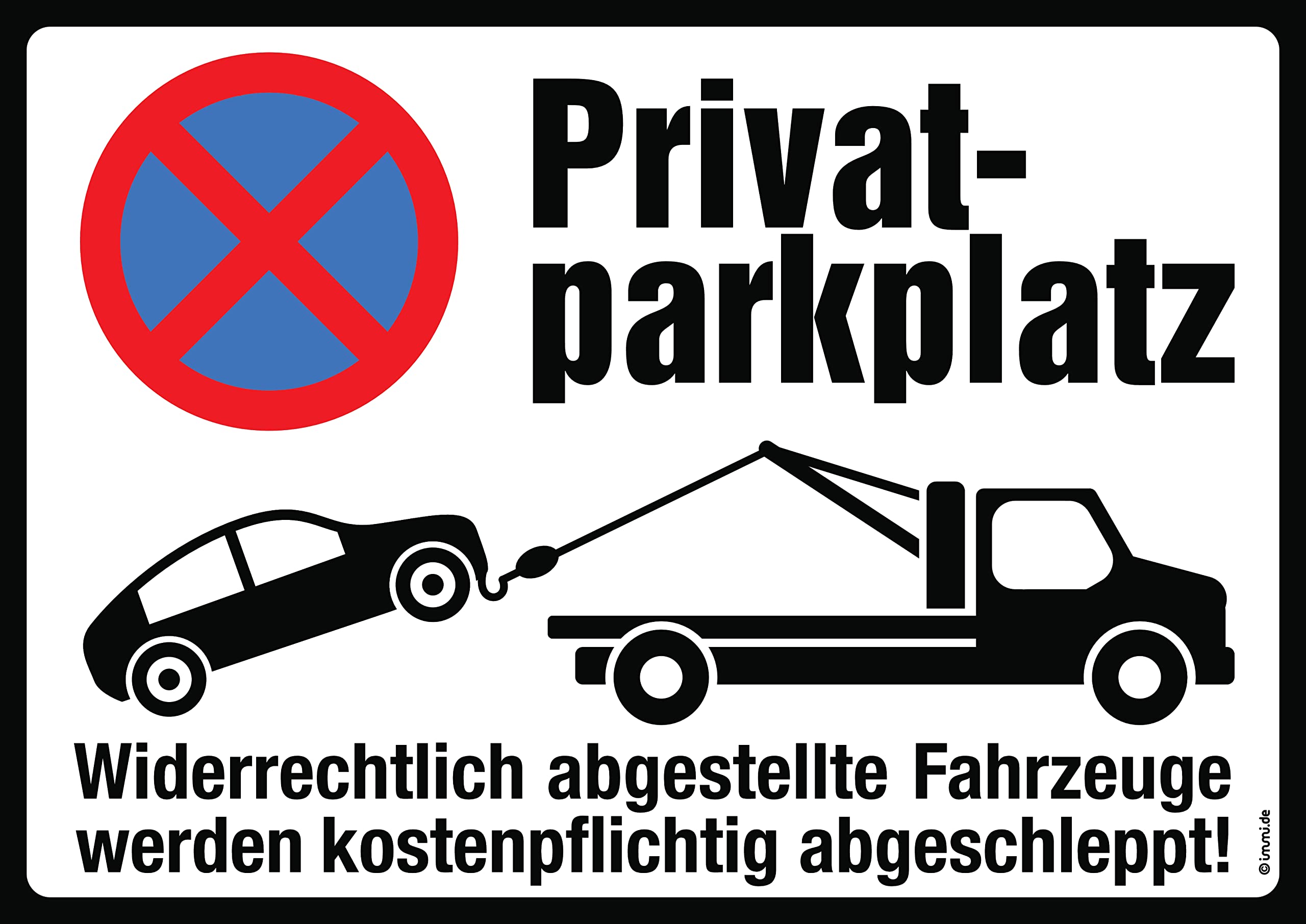immi 1St. Privatparkplatz (Din A4 Aufkleber), große Schrift, neues Design
