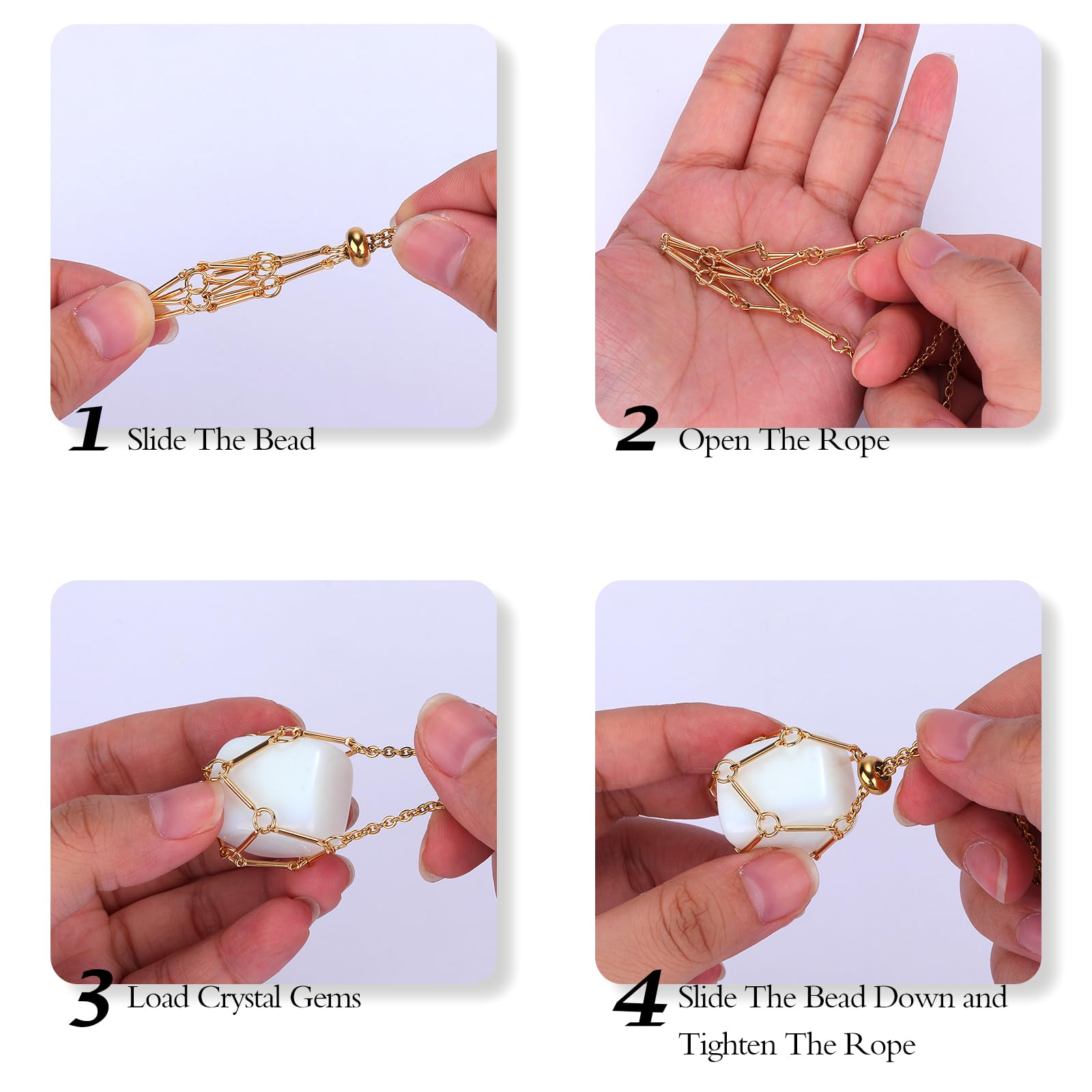 WEWAYSMILE 2 pieces Crystal Holder Cage, Handmade Crystal Holder Necklace, Stone Necklace Holder - Image 4