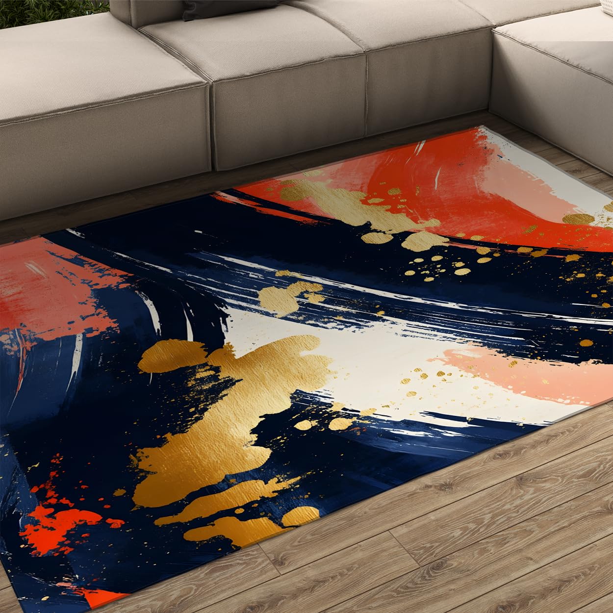 Tapis moderne abstrait bleu marine pour sublimer le salon et la chambre 180x270cm