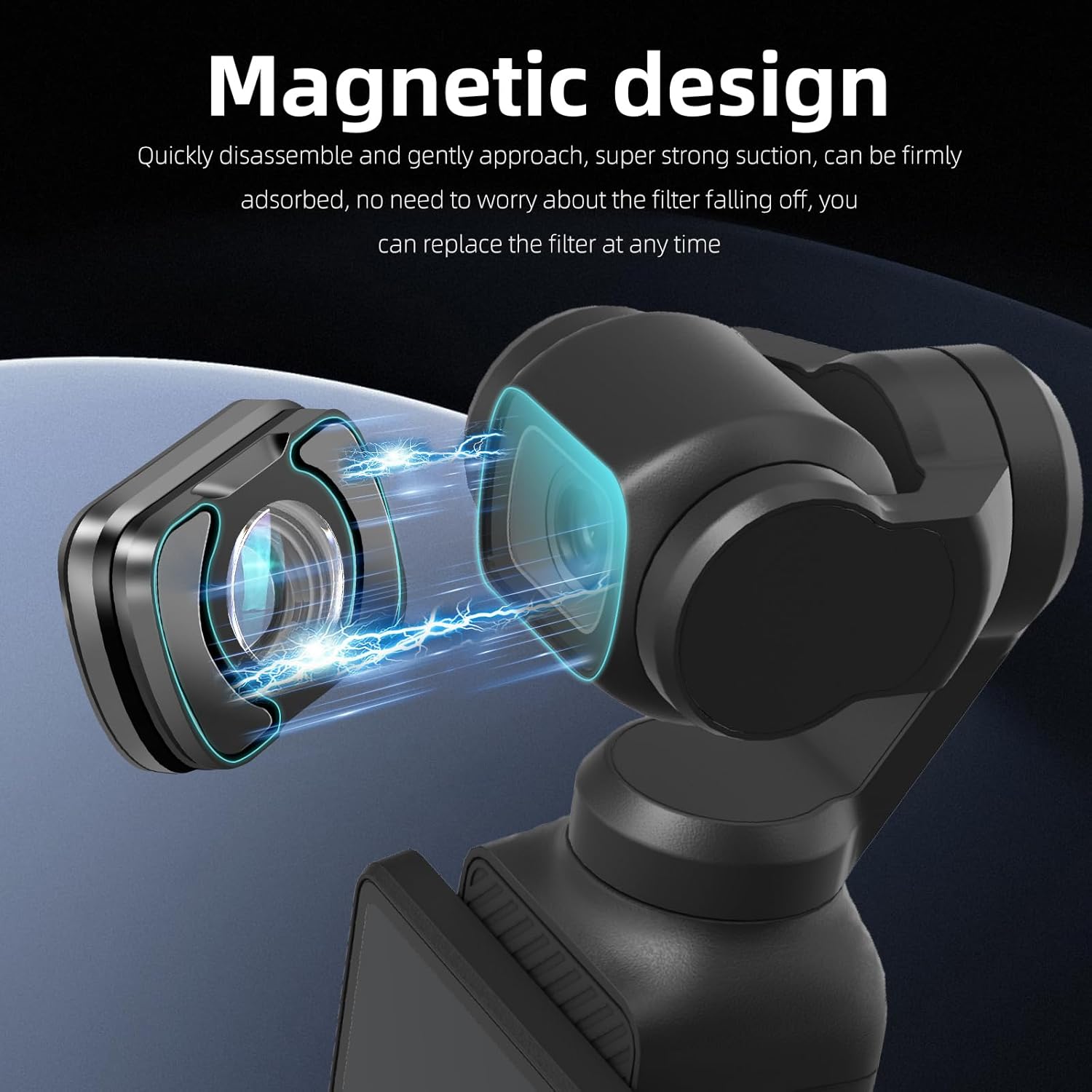 REYGEAK for OSMO Pocket 3 Wide Angle Lens, Multi-Coated Wide Angle Lens for DJI Pocket 3 Accessories Protection Action Camera Lens(Magnetic Aluminum Version)
