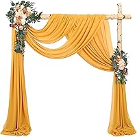 Vista 115 de Tela para envolver arco de boda, 4 paneles de 28 x 20 pies, cortinas de arco de boda rosa para ceremonia, cortinas de tela de gasa para cenador