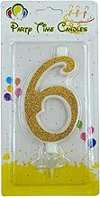 Party Time Unscented 6 Number Birthday Candle - Gold