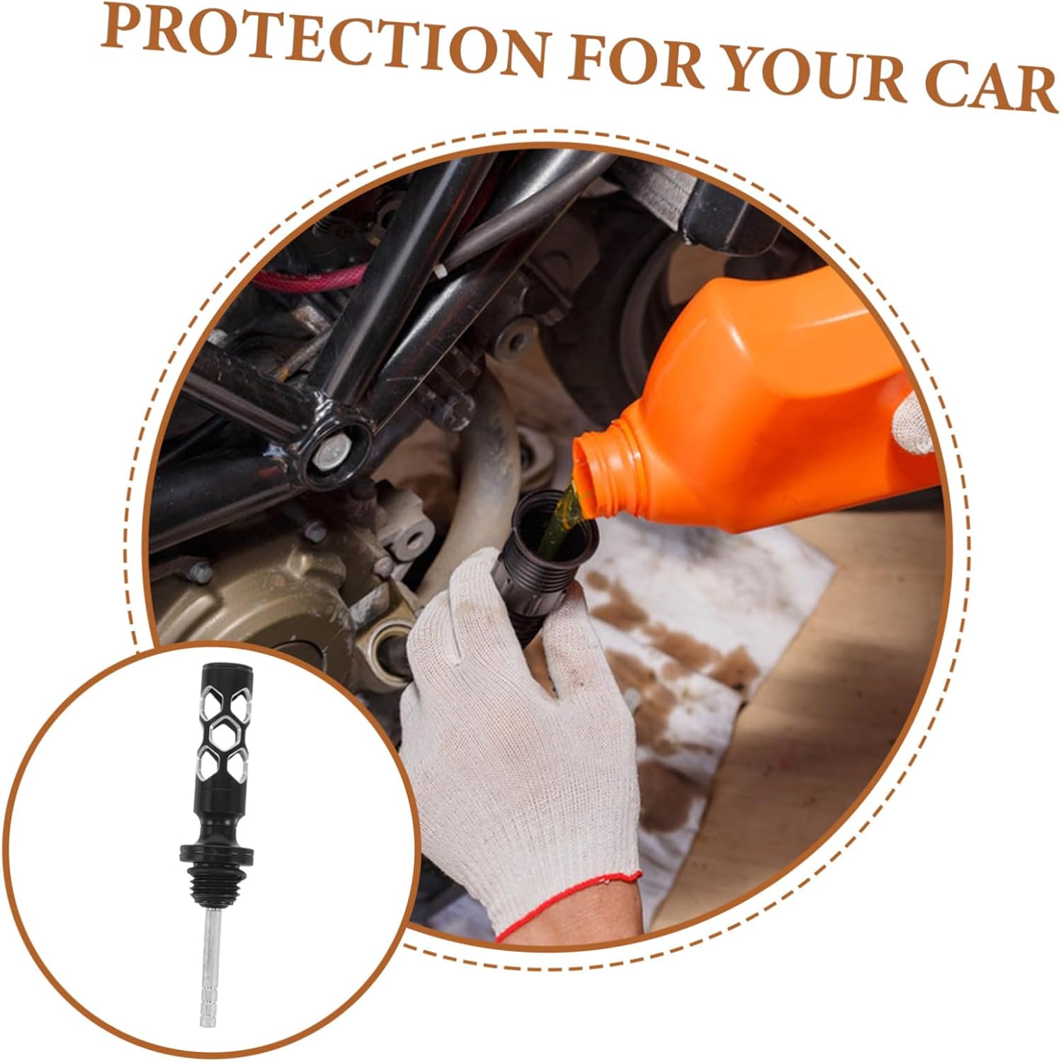 Alipis Motorcycle Engine Oil Dipstick, Aluminum Alloy Black