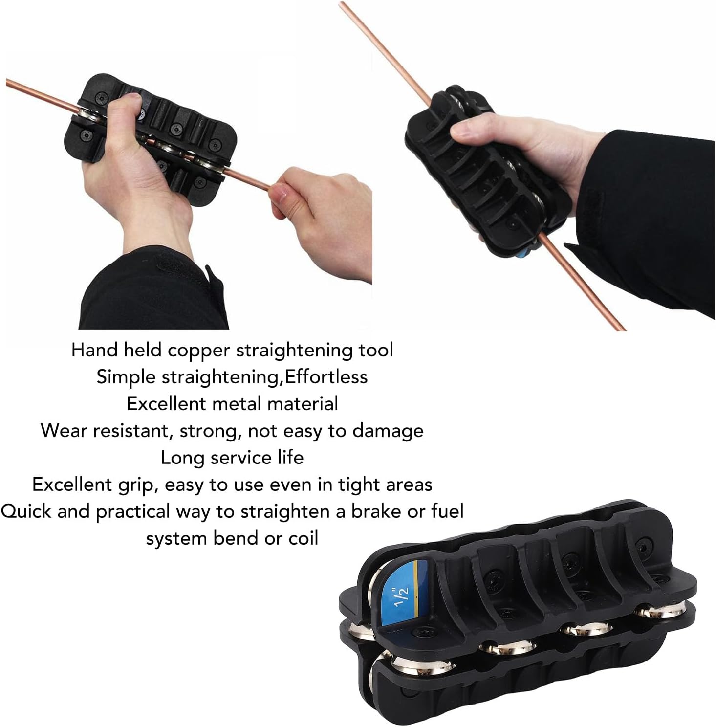 Eujgoov 1/2in Brake Pipe Handheld Line Aluminum Copper Tube Tool Straightening Steel Tubing And Stainless For Fuel Pex