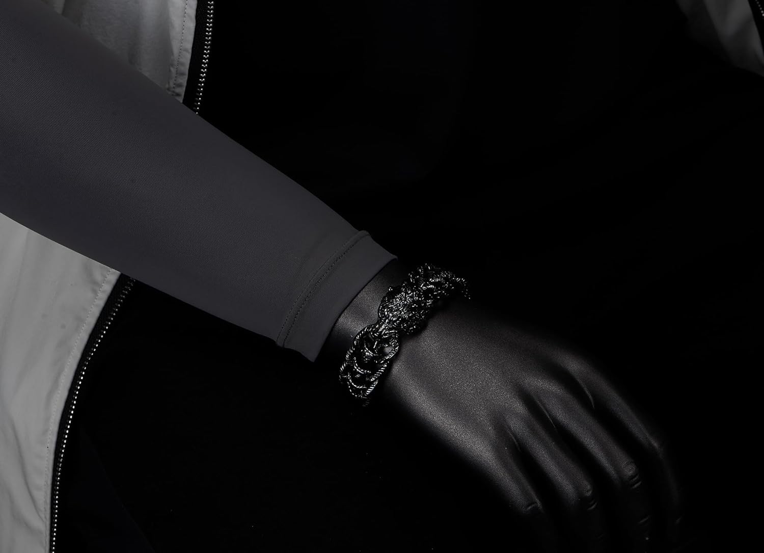 COOLSTEELANDBEYOND Men's Stainless Steel Wolf Head Bracelet, Textured Scale Link Curb Chain, Vintage Norse Viking - Image 2