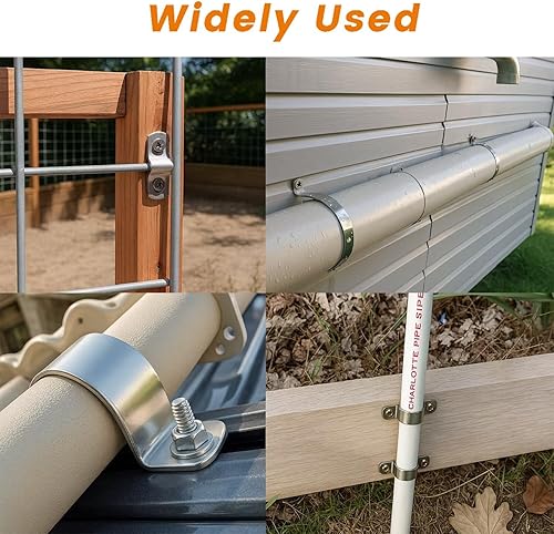 Miniatura 7 de 6 abrazaderas de tubo engrosadas de acero inoxidable 304 de 2 pulgadas, clips de conducto resistentes con soporte en U de dos agujeros para HVAC,