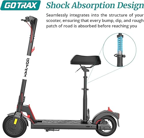Miniatura 3 de Gotrax Asiento plegable para scooter, solo para APEX MAX, Fusion E-Scooter, ajustable, cómodo con absorción de golpes, soporta hasta 264 libras