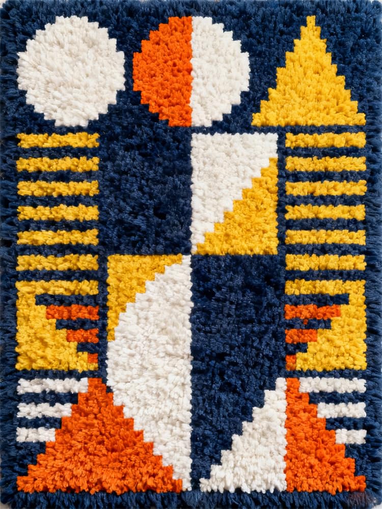Kitquiver Rug Kits For Adults Latch Hook Pre Printed Geometric Patterns 31X45in/80X115cm Diy Crochet Yarn Embroidery Handmade Needlework With Printed Canvas For Home Decoration