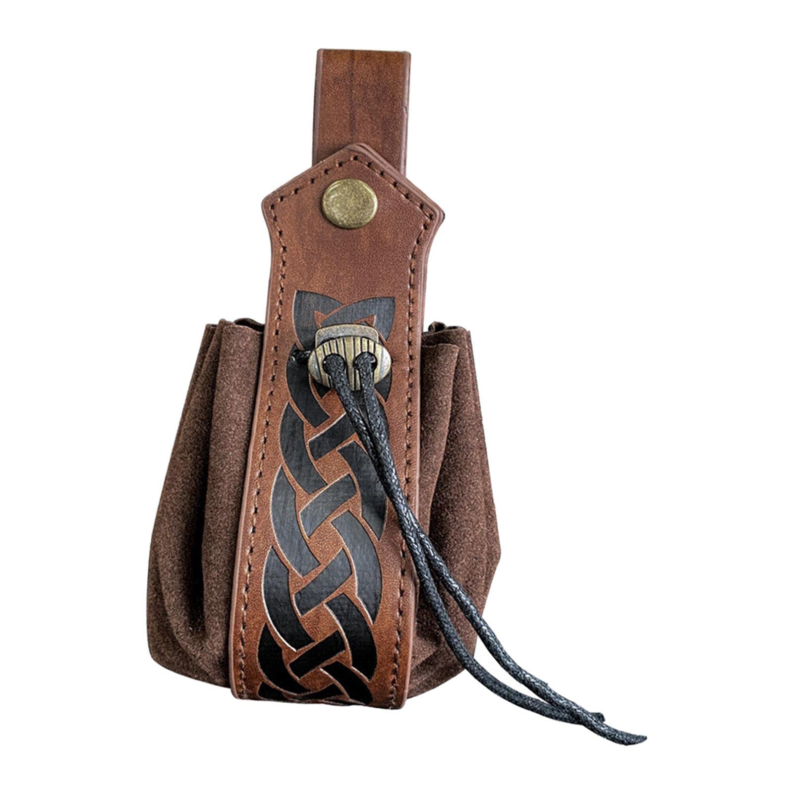 Coin Pouch Purse Drawstring Belt Pouch Steampunk Waterproof for Gift Present Brown-image-47