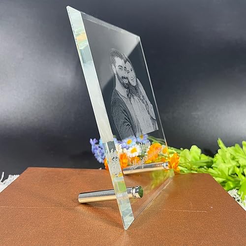 Miniatura 2 de Foto de cristal 2D, marco de boda de cristal personalizado de marcos de fotos de recuerdo, cristal rectangular grabado, regalos personalizados de