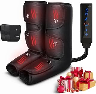 Leg Massage with Heat, Electric Leg Massager for Calves and Feet with 4 Modes, 6 Intensity Levels, 3 Timer & LCD Display, Foot Massager for Women and Men at Home or Office