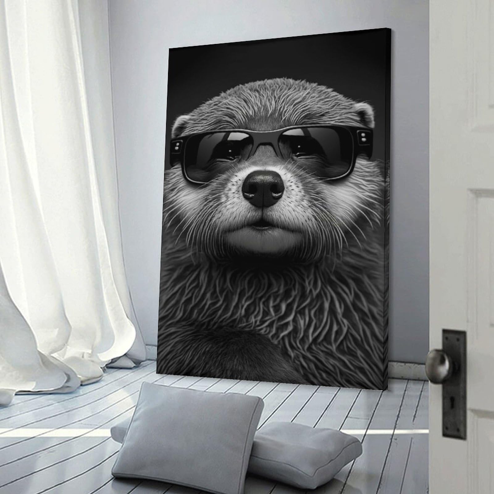 Junmoney Decorative Wall Artwork Portrait of A Sea Otter, 20x30inch(50x75cm), for Living Room, Lounge Or Sitting Room, Modern Wall Decor for Cosy Interiors