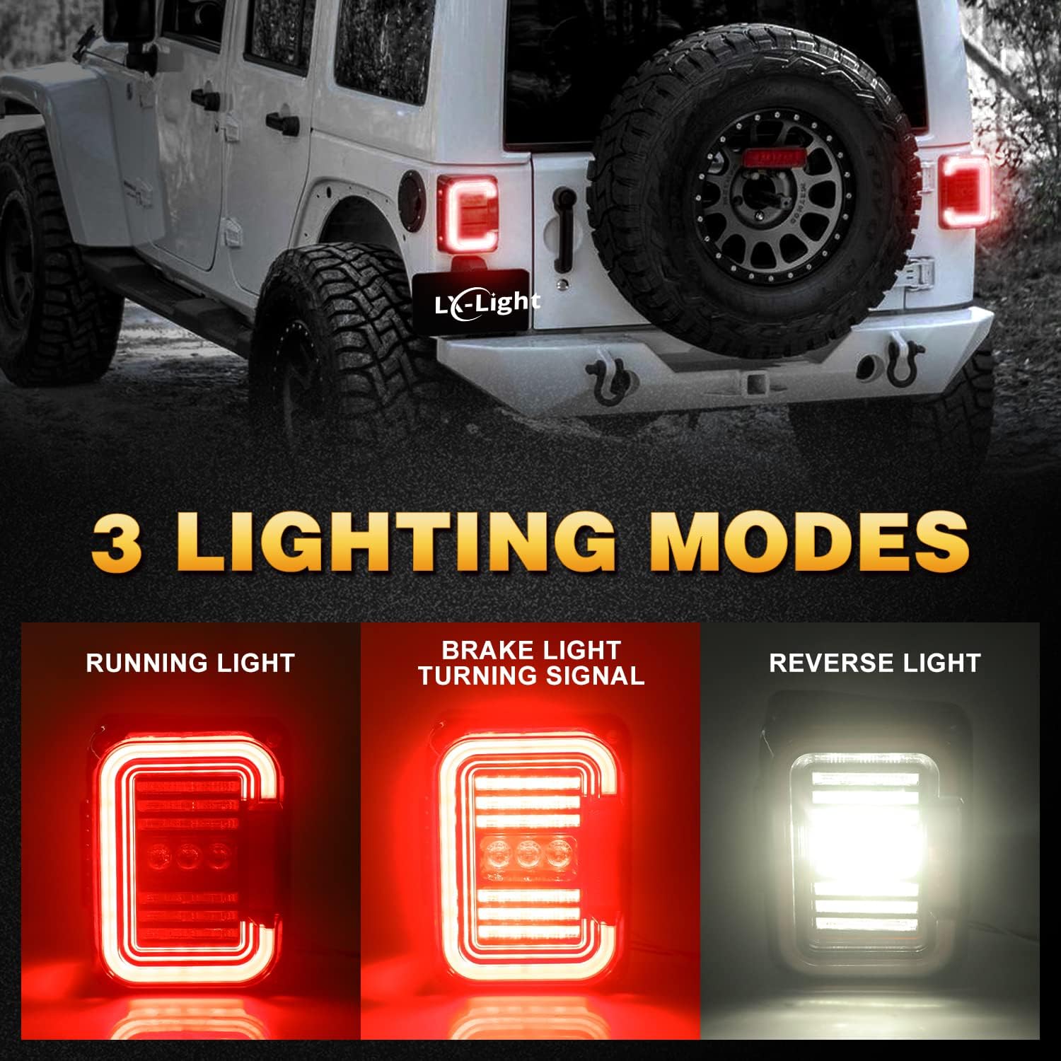 DOT Approved Smoke Lens LED Tail Lights with 20W Reverse Lights for 2007-2017 Jeep Wrangler JK&JKU Brake Reverse Light Rear Back Up Lights Daytime Running Lamps,EMC Build-in
