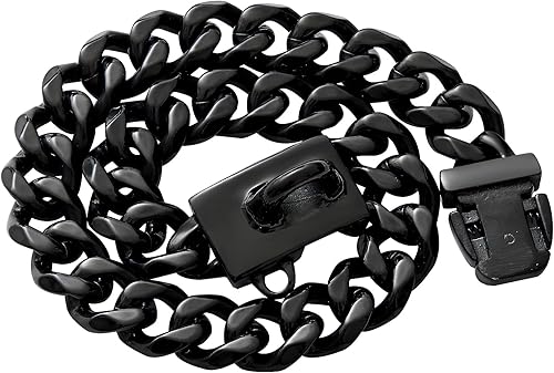 Miniatura 21 de Collar de perro de acero inoxidable, collar de joyería de bulldog con encanto, impermeable, oro rosa, negro, plata, resistente, collar de perro