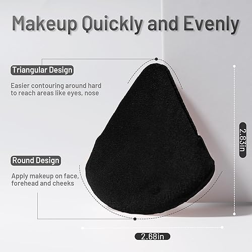 Miniatura 3 de COSTICA - 12 polvos para polvo facial, soplo triangular para base suelta y cosmética, soplo de maquillaje para contornear, herramientas de