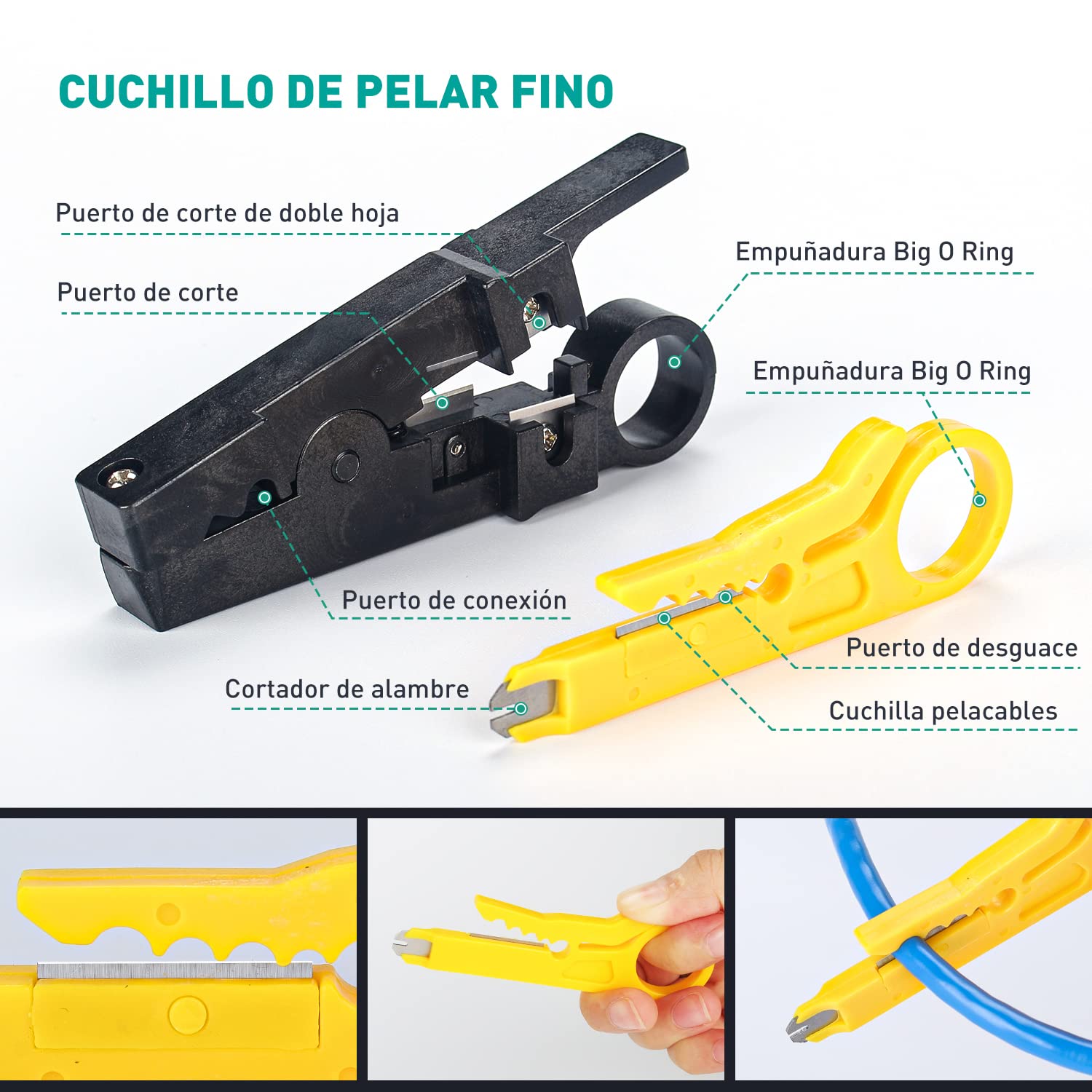 Probador del Cable de la Red, Kit de Herramientas para Electricista de Mantenimiento de Red con Pelacables, Crimpadora Prensador de Conectores de RJ45 Cristal y Kit de Comprobador de Cables(12 in 1)