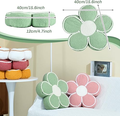 Miniatura 8 de Almohada de flores, cojín de piso de flores, bonito cojín de asiento, cojín estético para el suelo, almohada decorativa para cama, sofá (amarillo,