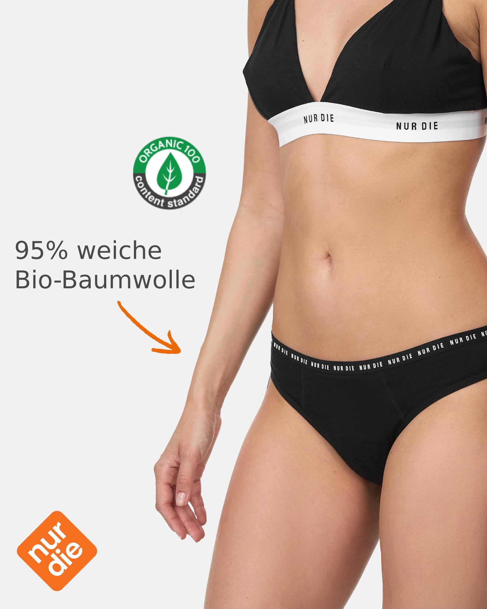 NUR DIE Biancheria intima per periodo, 2 pezzi, 5, 7, 10 pezzi, tutto regolato, biancheria intima mestruale, media e extra forte, ciclo sanguinante, assorbente, lavabile, confezione multipla