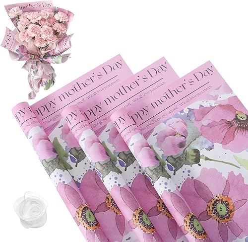 HYSSINOWRAP 20 hojasdos colores de papel de regalo para el Día de la Madre, suministros de ramo de floristería, manualidades, embalaje de regalo o