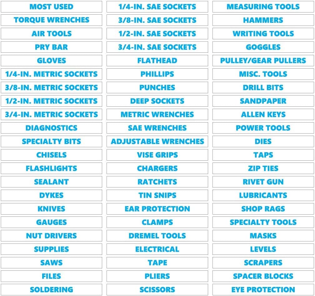 66-Piece Ultimate Toolbox Magnetic Labels Set – Bold, Durable, Easy-to-Read Tool Organization Magnets (Green, 0.75” H x 4.5” W) by DCM Solutions