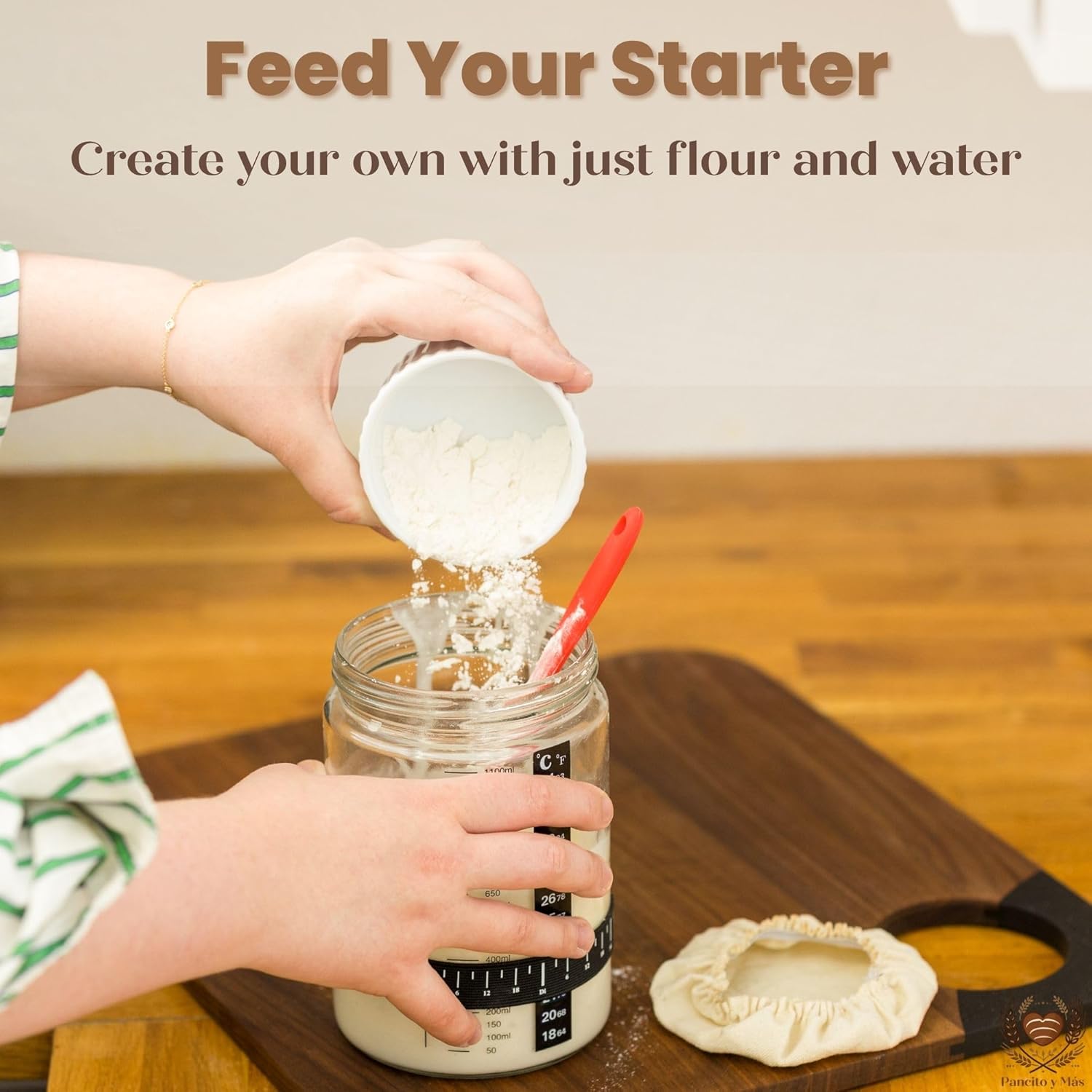 Sourdough Starter Kit with Digital Scale & 37oz Jar – 12-Piece Complete Bread Baking Set for Beginners with Banneton, Bread Sling & Step-by-Step Guide