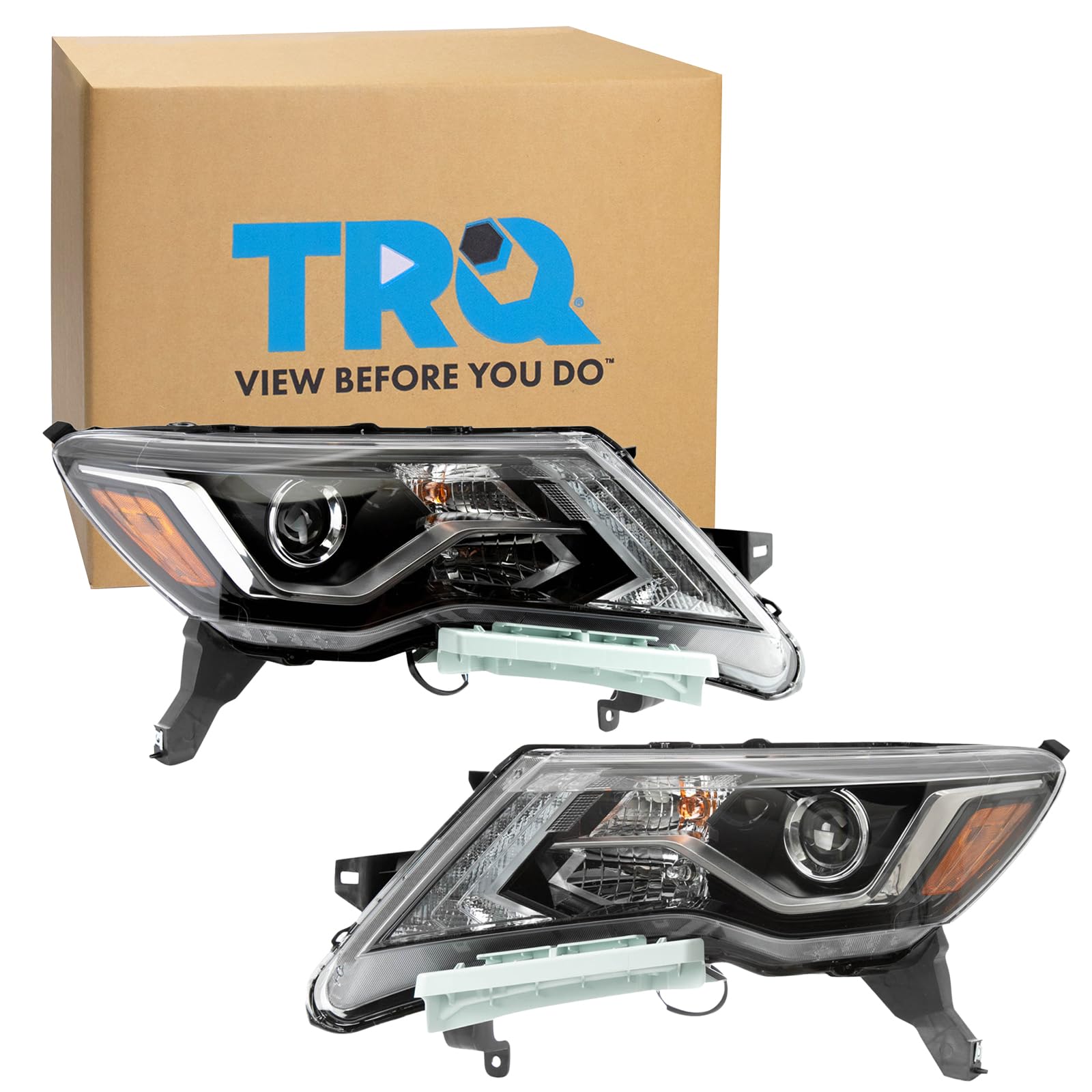 TRQ 2 Piece Headlight Assembly Set Driver &amp; Passenger Side Compatible with Nissan Pathfinder 2017-2020 NI2502252 NI2503252 26010-9PF0A 260109PF0A 260109PF9A 26060-9PF0A 260609PF0A 260609PF9A