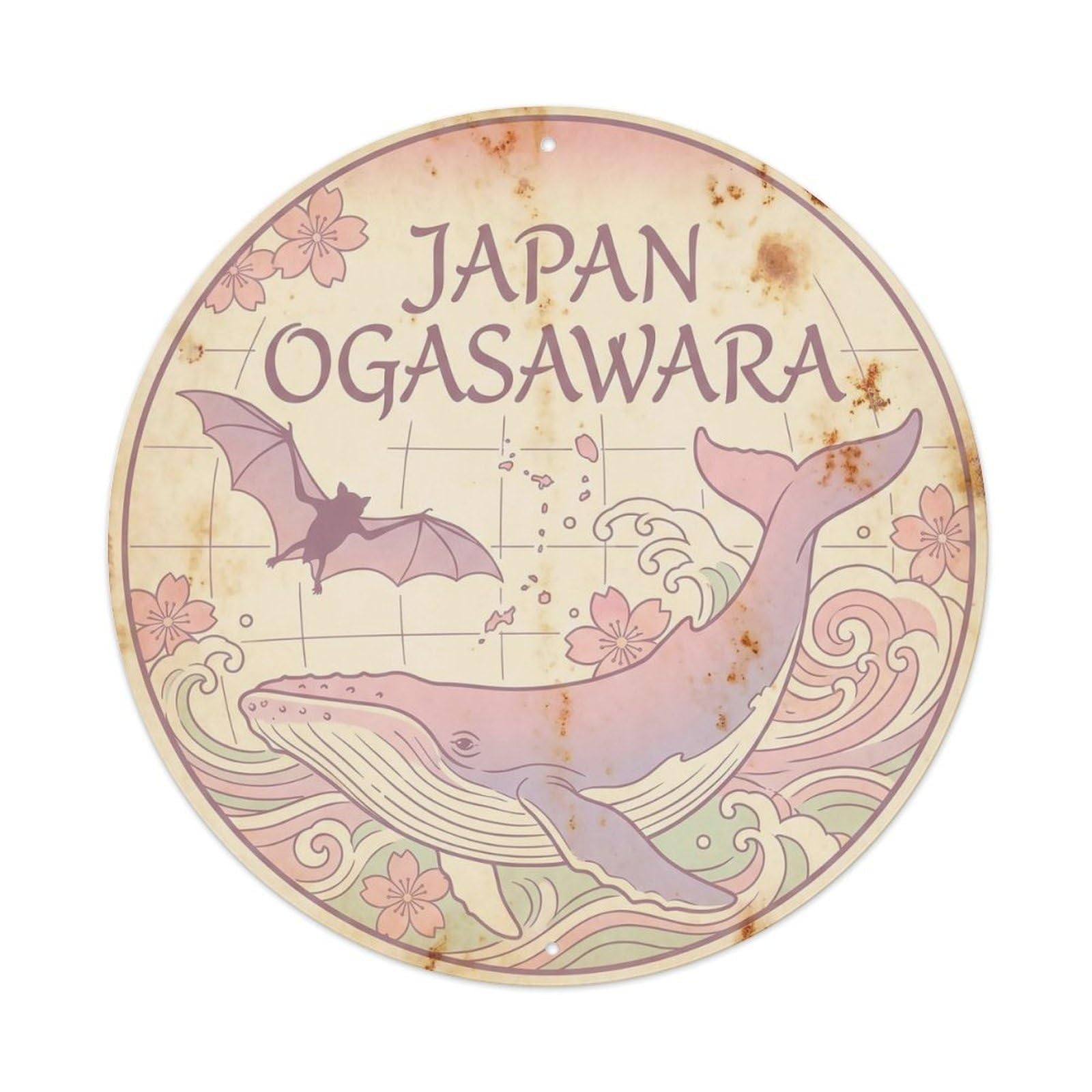 Odgynaw 8X8inch(20X20cm) Japan Ogasawara Islands Beach Destination Tropical Metal Tin Sign