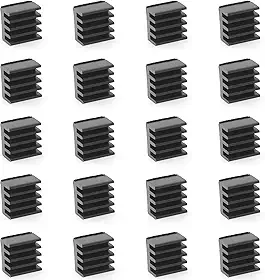Kit com 20 Mini Dissipadores Calor 9X9X5Mm, Fita Adesiva Térmica Condutora, Dissipador de Calor de Alumínio Resfriamento de Vrm, Gpu, Driver de Passo, Mosfet e Reguladores de Vram, Preto