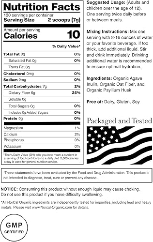 Miniatura 3 de Norcal Organic Fibra - 2 libras | Mezcla de prebióticos y cáscara de psyllium | Suplemento de fibra soluble e insoluble sin gluten, sin OMG,