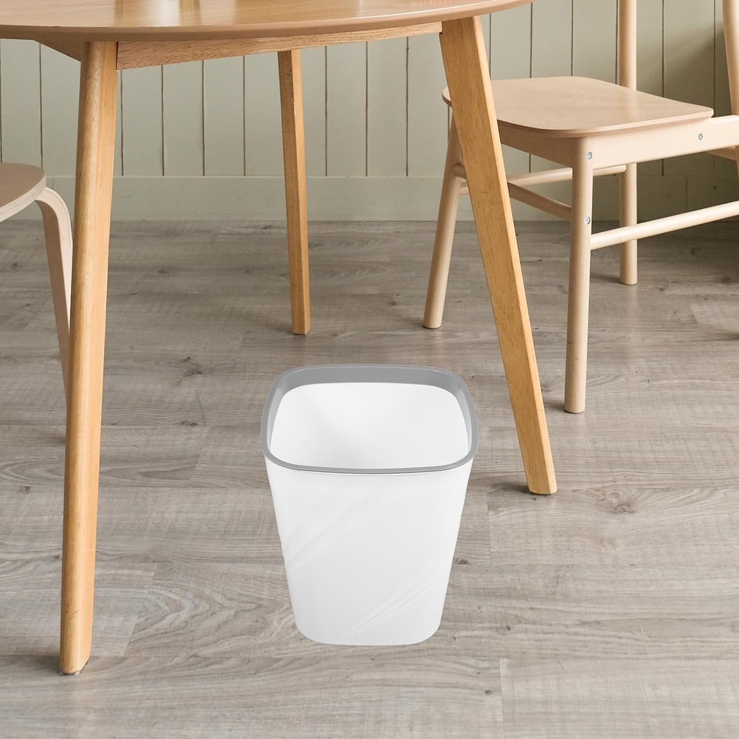 Trash Can Small Wastebasket White Plastic Storage Basket for Office and Bathroom Under Desk Trash Bin for Home and Workspace Organization
