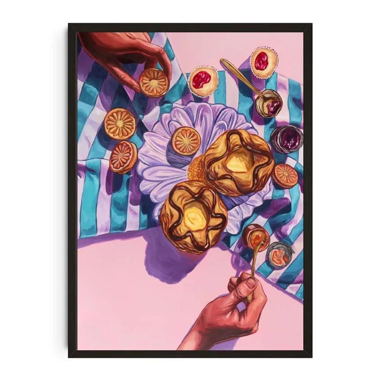 XENITE Wall Art Canvas Prints Watercolor Dessert Donut Cupcake Donuts Cake Poster Food Prints Cheesecake Canvas Painting Wall Picture Kitchen Room Decor(O,30x40cm)