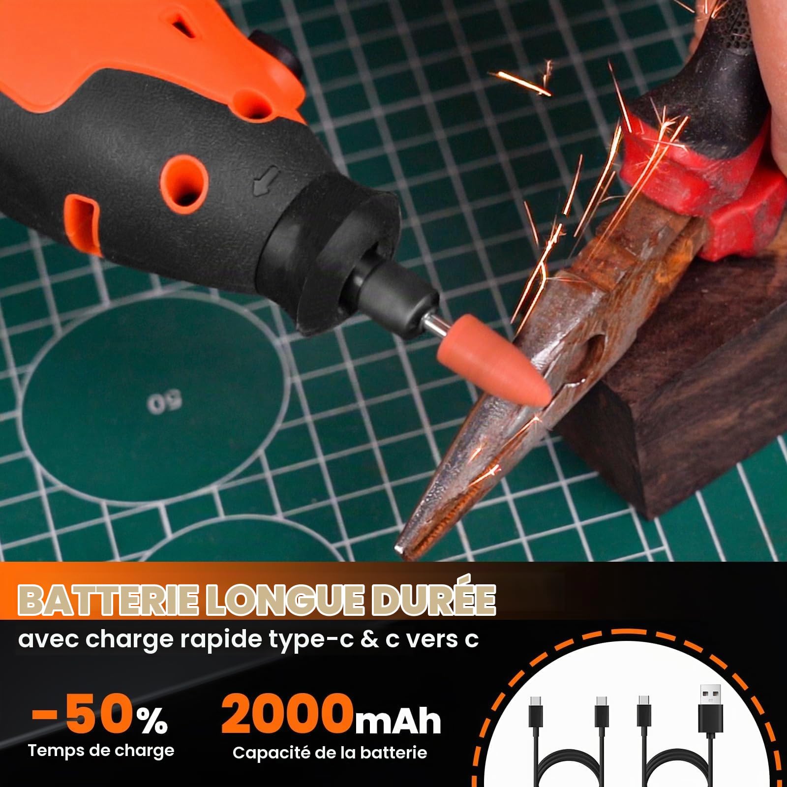 HARDELL Outil rotatif multifonction sans fil 12V - Mini ponceuse avec écran, 6 vitesses, 80 accessoires, batterie 2000mAh charge rapide pour ponçage, gravure, perçage, coupe