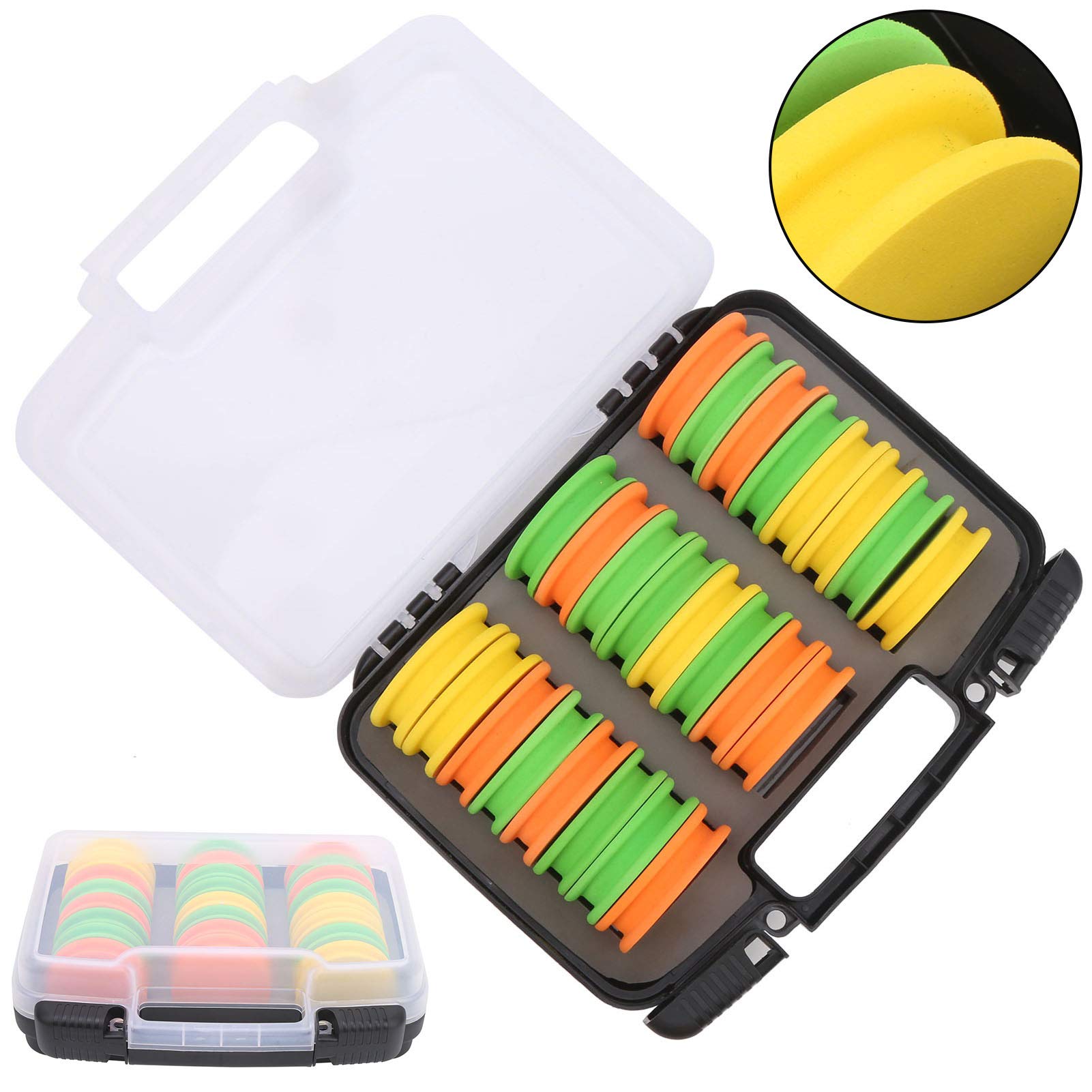VGEBY Rangement de Ligne de Pêche, Stockage de Bobines de Pêche EVA 24 Pièces avec Boîte en Plastique, Planche à Enrouler, Outil de Canette, Plusieurs Couleurs Accessoires d'outils de pêche