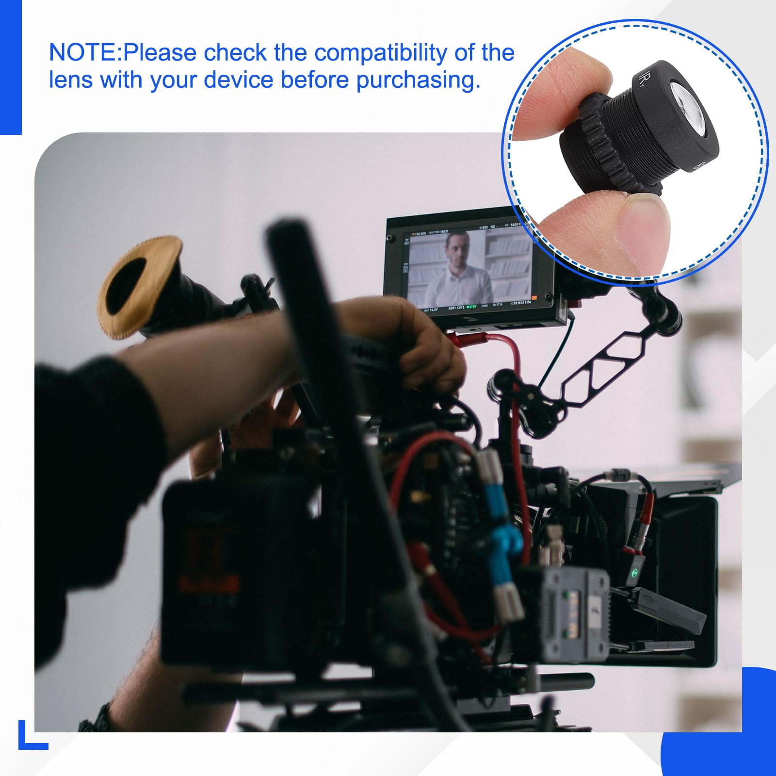Objectif De Caméra CCTV 12mm HD 5MP Sécurité Angle Large Monture M12 Ouverture Fixe