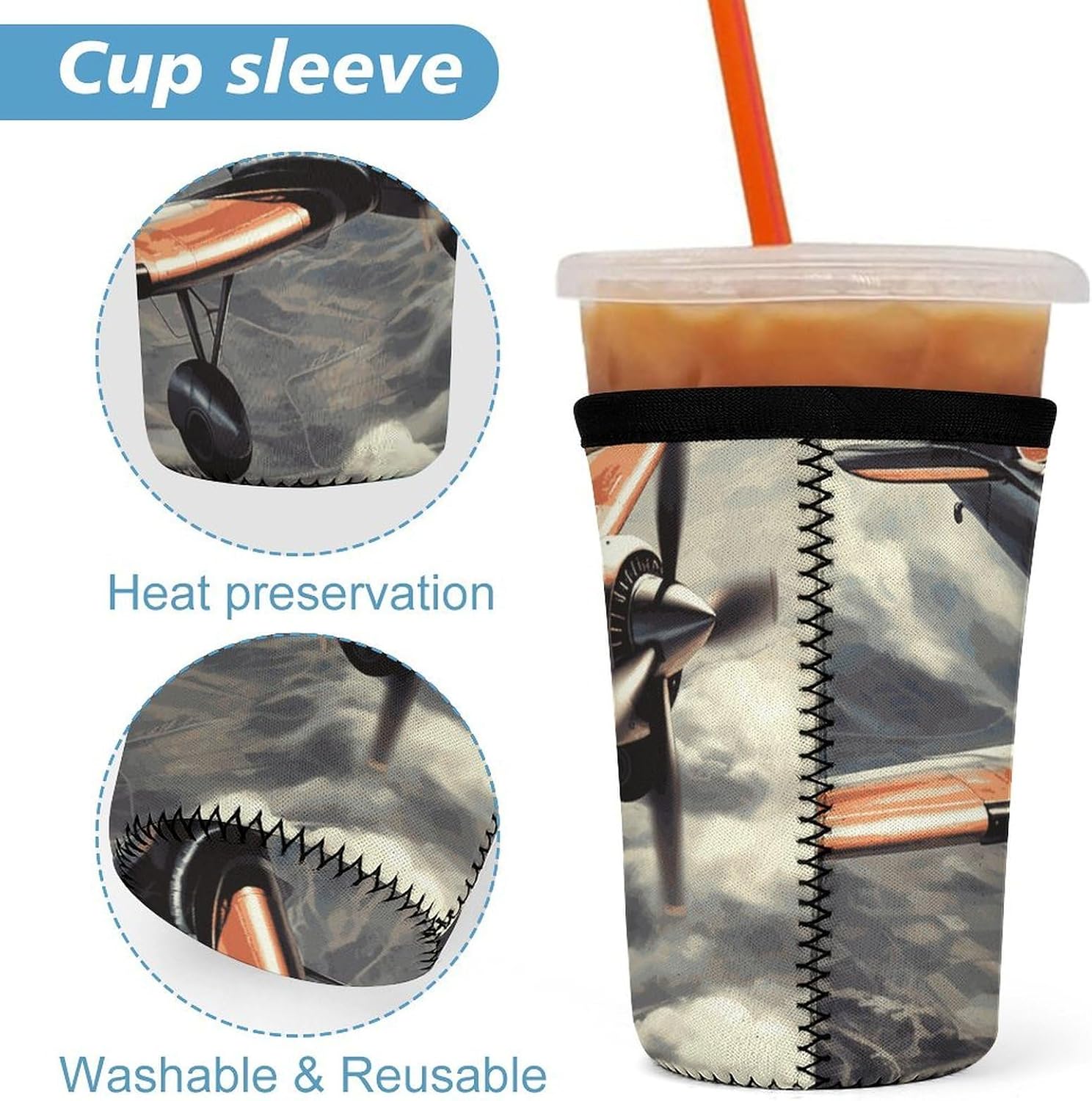 3 Pack Neoprene Cup Sleeves, Stretchy Reusable Drink Cup Cover Universal