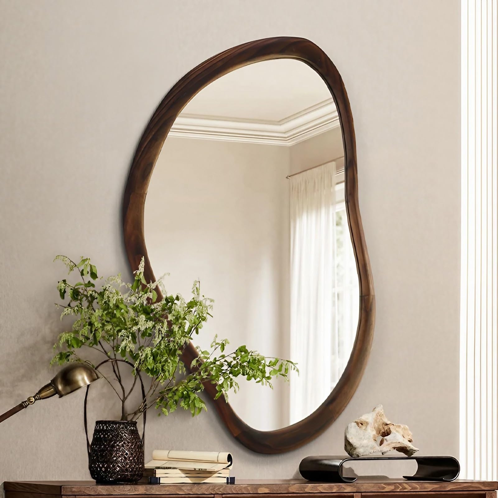 Asymmetrical Mirror, Decorative Vintage Wall Mirror, 35.4×24in