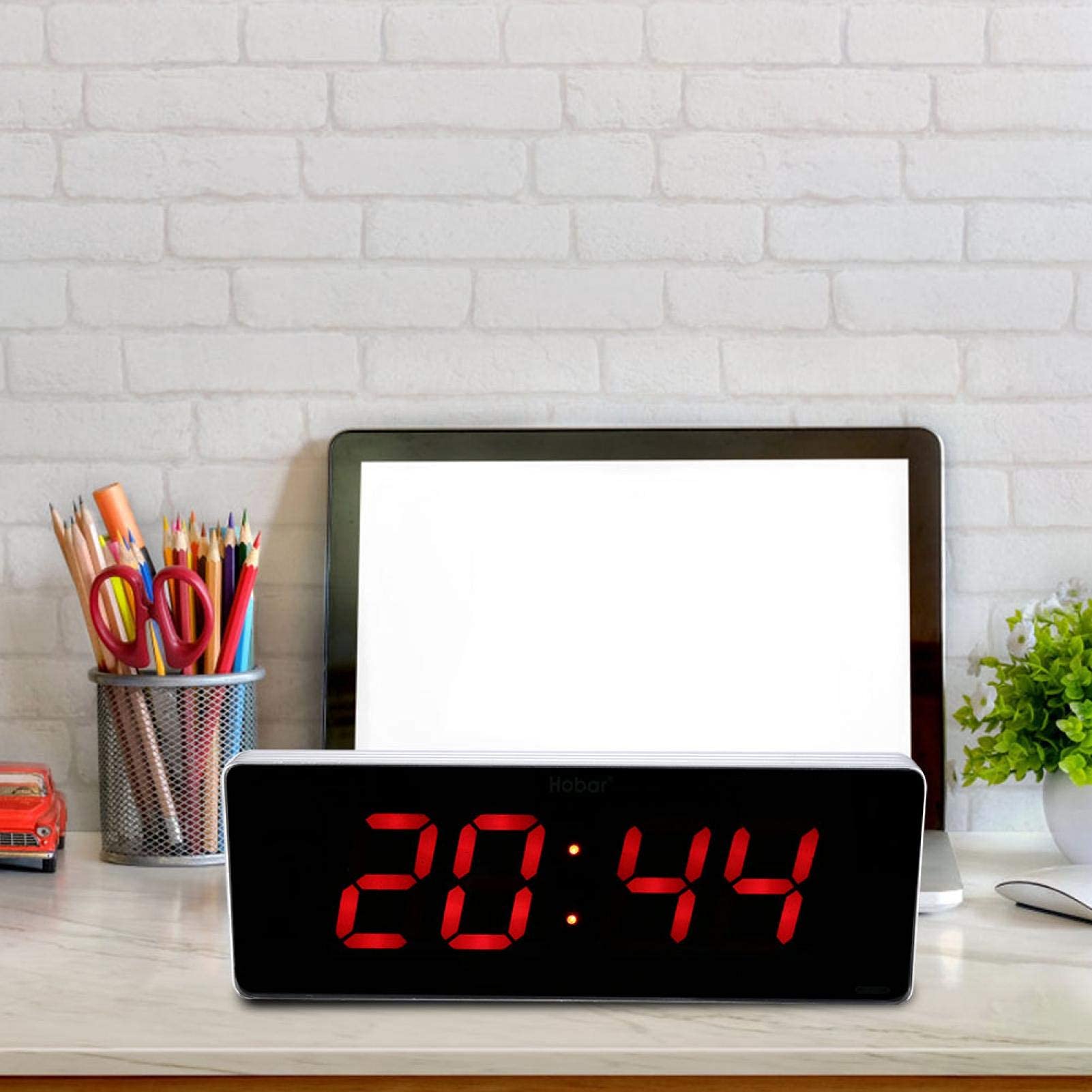 Orologio Digitale, Orologio Digitale a LED Orologi da Parete in Lega di Alluminio per Camera da Letto da Ufficio Spina UE 110‑240V(Hour+Minute)