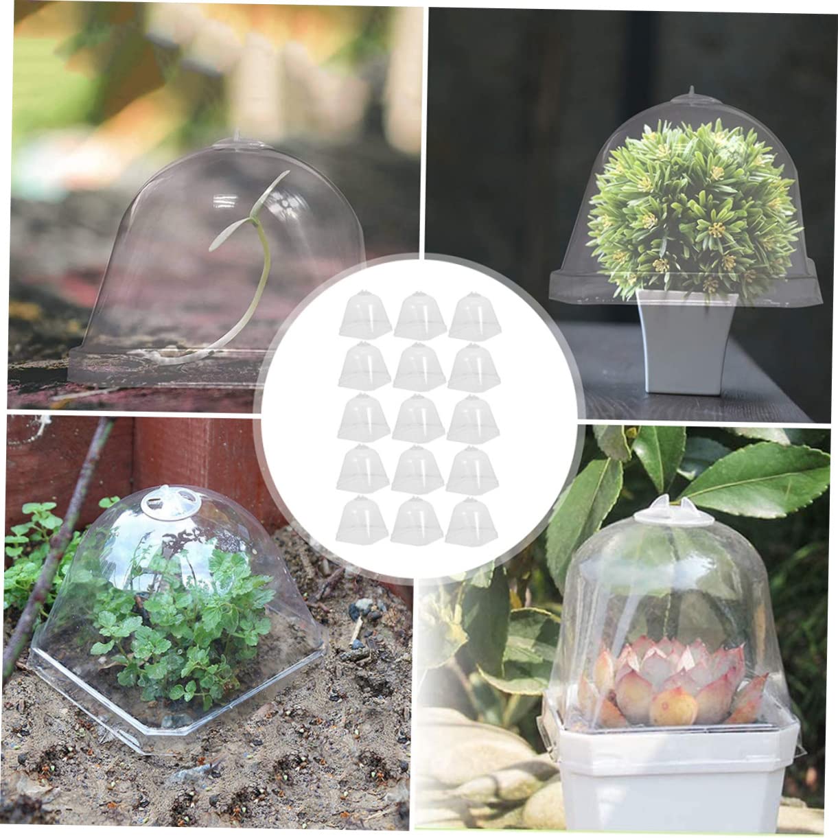 POPETPOP 60 osłonka na sadzonkę doniczkową małe terrarium mała kopuła klosza ogrodowego błyszczyk mały plastikowy pojemnik klosz z tworzywa sztucznego mini zakład