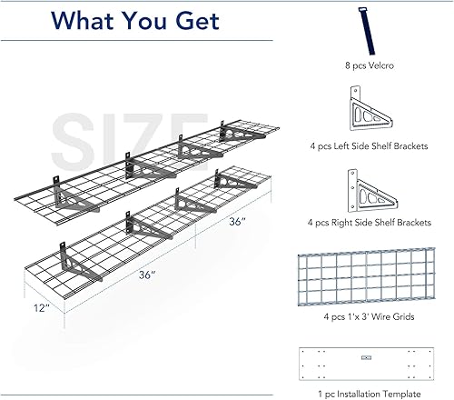 Miniatura 2 de FLEXIMOUNTS - Repisas de pared para garaje, 2 unidades