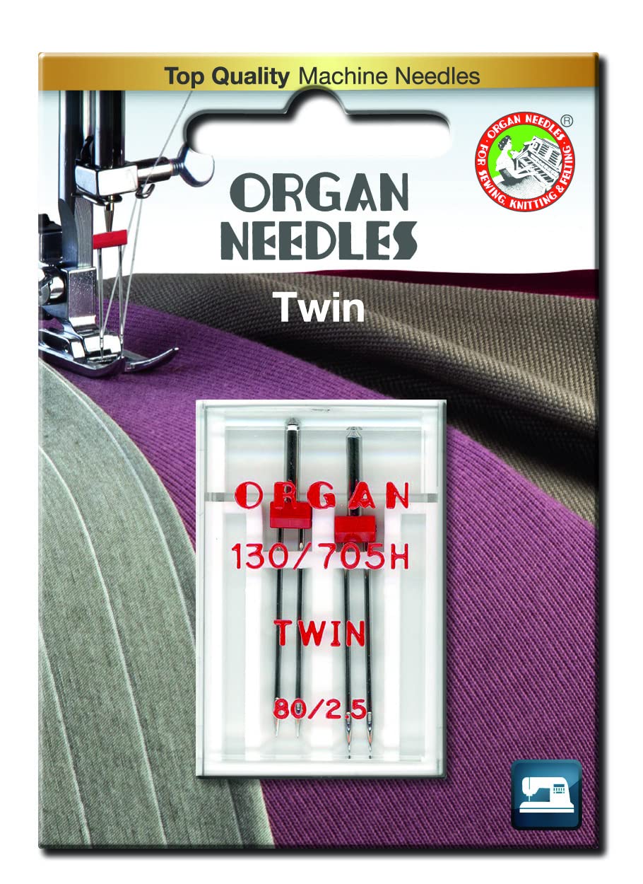 Organ Grey Sewing Machine Twin Needles Size 80/2.5 Will Fit, Brother, Janome, Singer,Universal