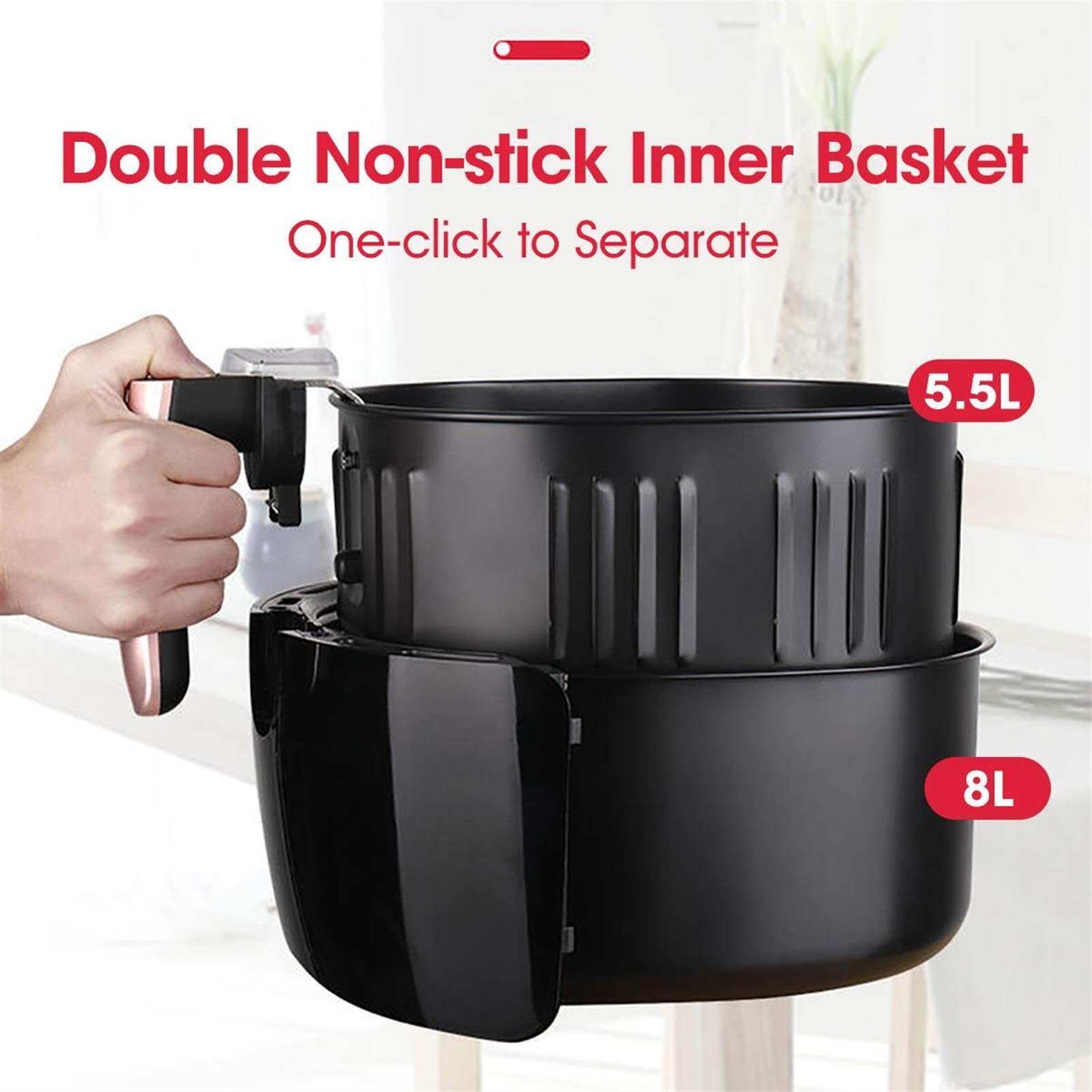 friggitrici ad aria Friggitrice ad aria Senza olio Home Intelligent 8L Friggitrice elettrica multifunzione di grande capacità Friggitrice elettrica senza olio Strumenti per friggitrice ad aria (Colore