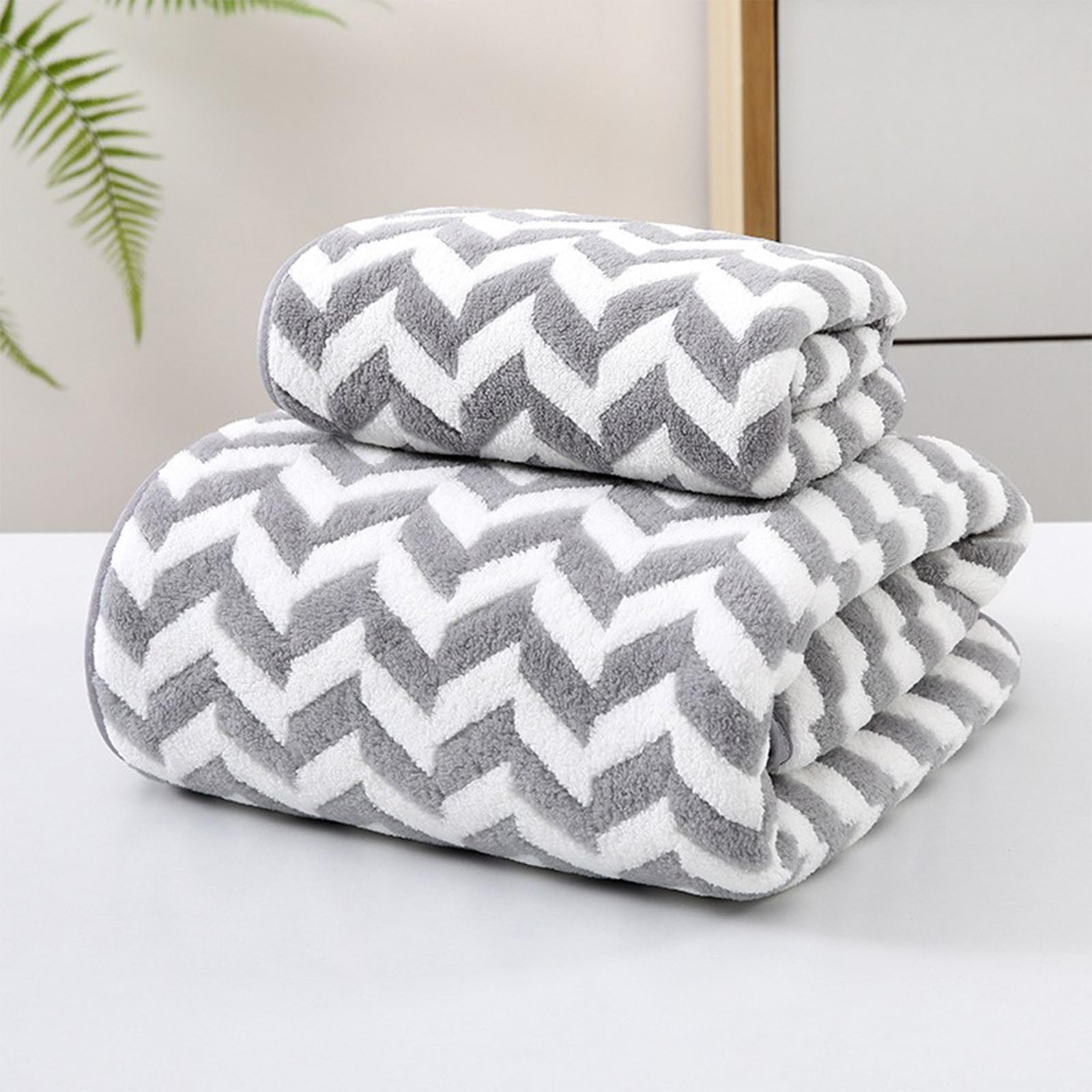 Generic 2pc Soft Linen Large Bath Towel Set Lightweight Absorbent Quick Drying Washcloth Cotton Bath Sheets Multipurpose Towels