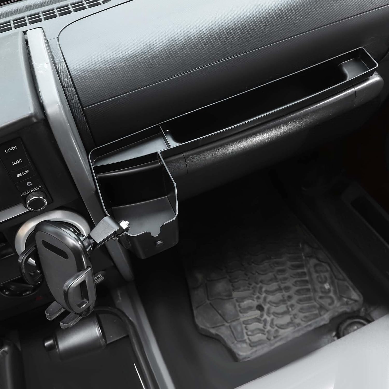 Co-Pilot Phone Holder Phone Mount with Storage Box Interior Accessories Compatible with Jeep Wrangler JK JKU 2007-2010