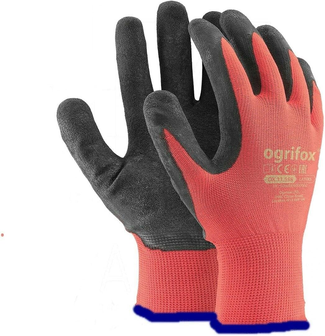 24 PAIRS NEW LATEX COATED WORK GLOVES SAFETY DURABLE GARDEN GRIP BUILDERS (M - 8)